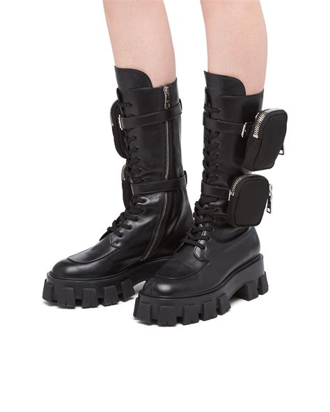 bottes plateforme prada|prada leather boots.